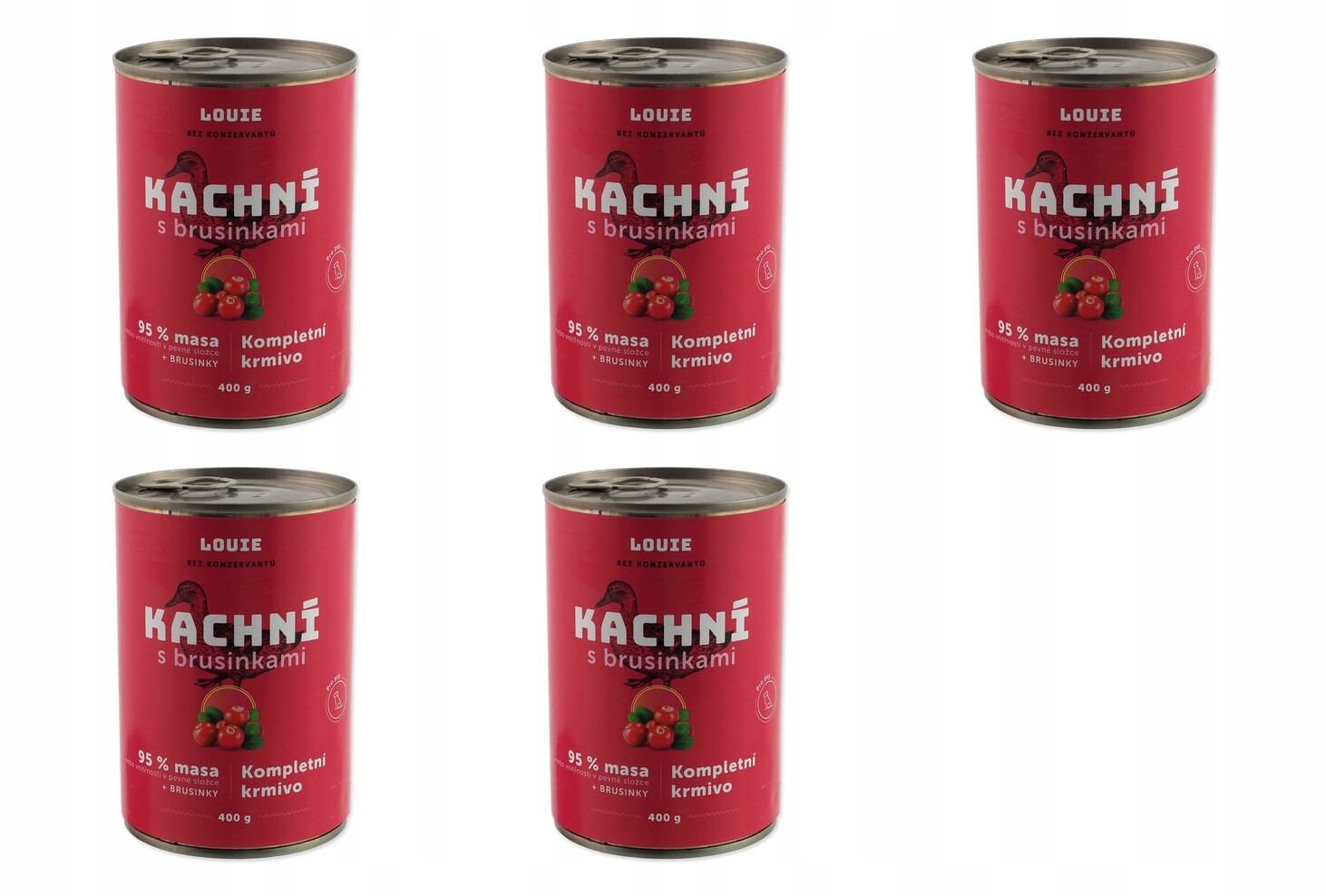 Konzerva Louie kachní s brusinkami 400g balení 5 ks