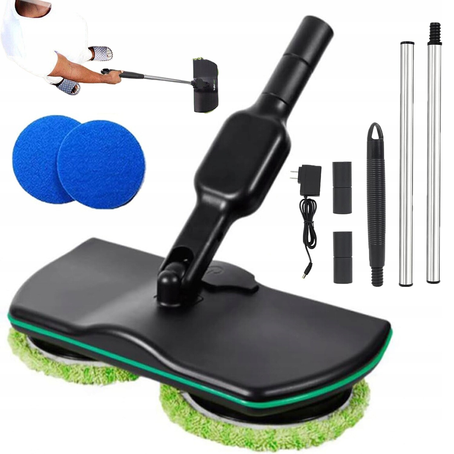 Elektrický Akumulátorový Rotační Mop 135 CM Mikrovláknové Podložky