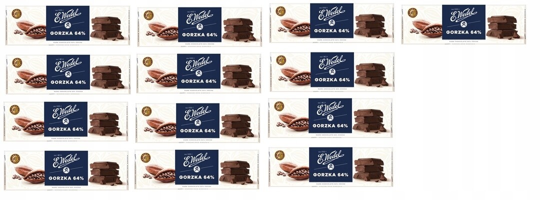 13 x 220 g Wedel Hořká Čokoláda 64% v kartonové krabičce Karton