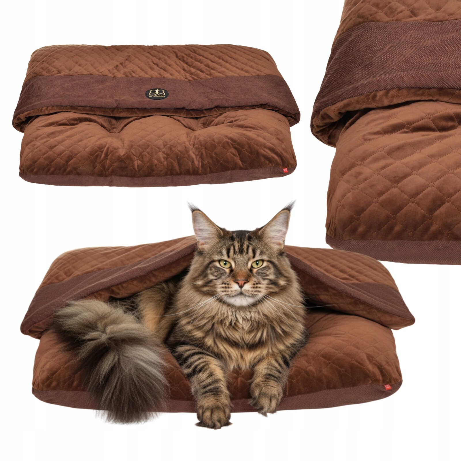 Pelíšek 95x110cm pro velké psy Hnědý XL psí Pelíšek