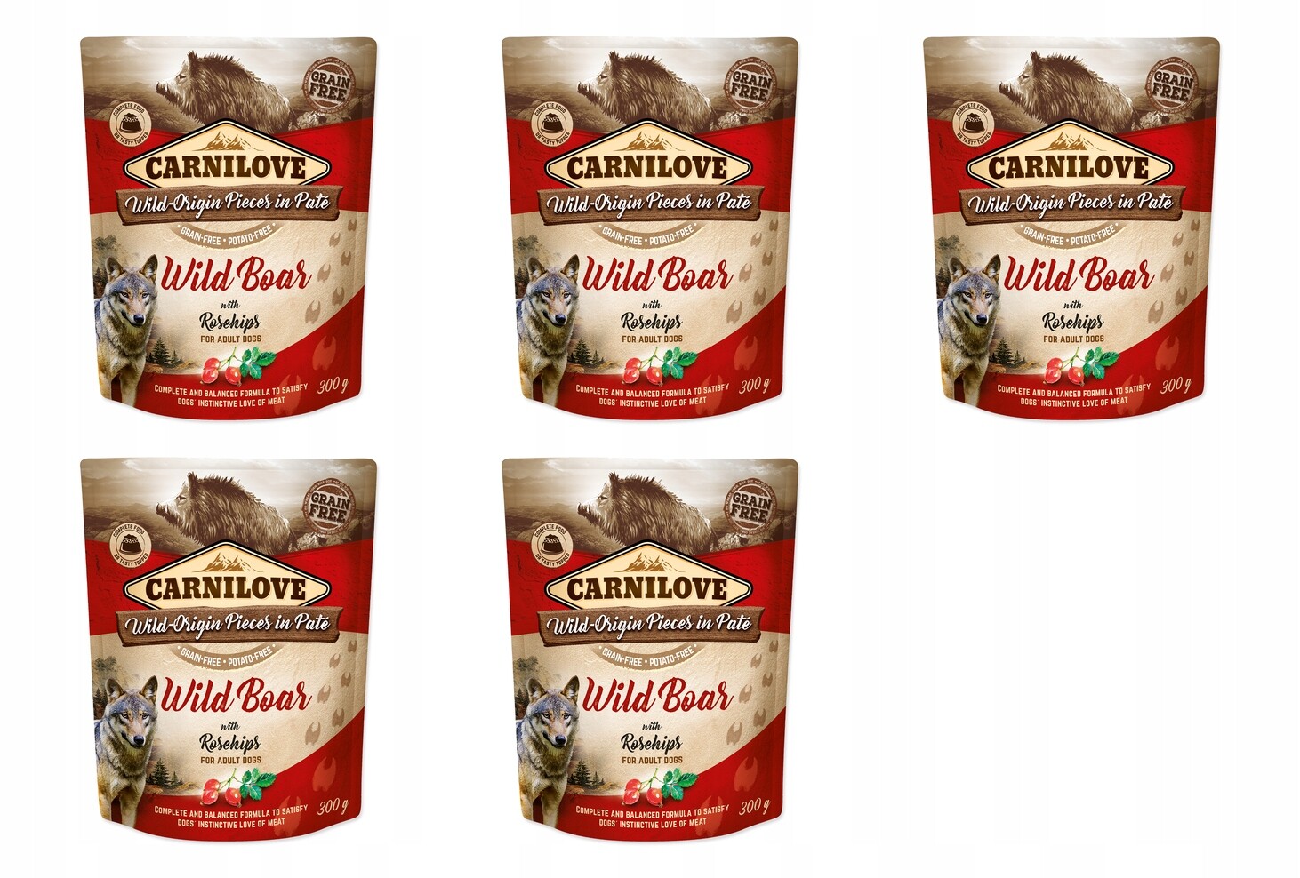 Kapsička Carnilove Dog divočák se šípky, paté 300g balení 5 ks