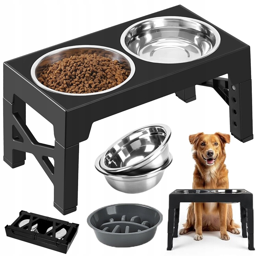 Miska Pro Psa Kočku Dvojitá Na Stojanu Zpomalující Jídlo, Nepostříkající