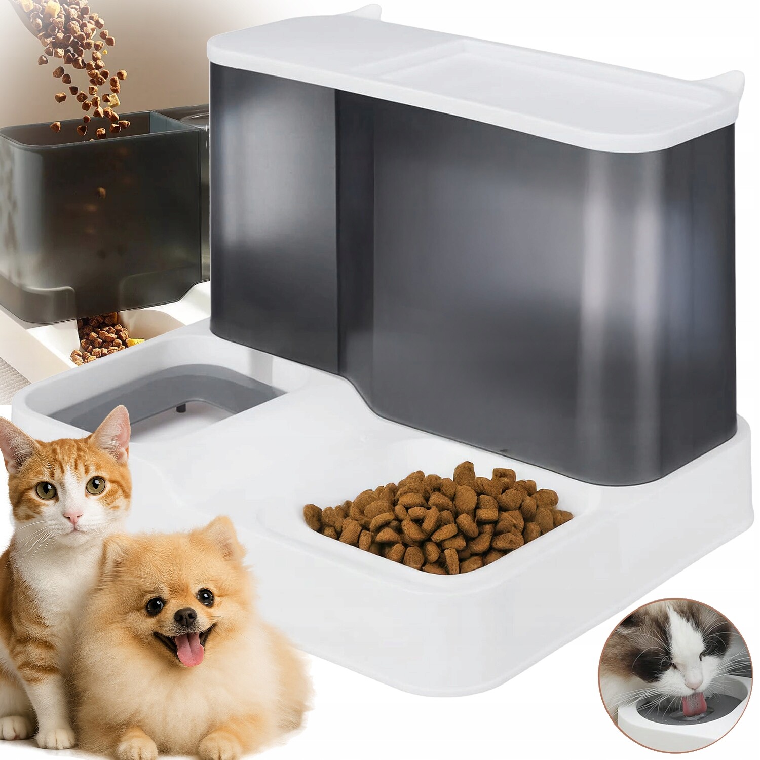 Automatický Podavač Dávkovač Na Krmivo A Vodu Miska Pro Psa Kočku 2.8 L+1 L