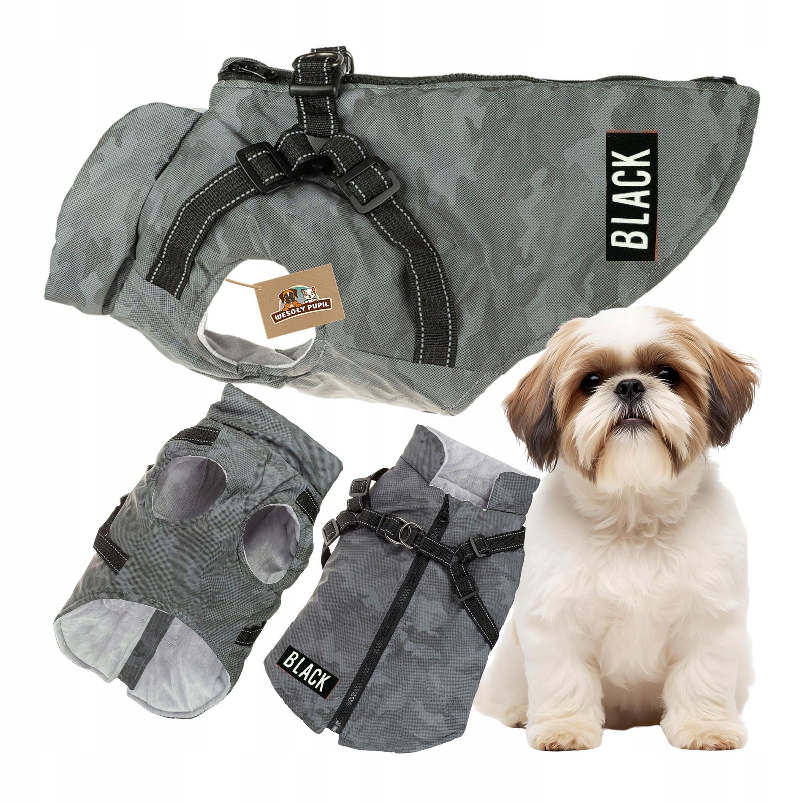 Obleček pro psa s Ramenními Popruhy 2v1 Celý Reflexní, svítí ve tmě, teplé L