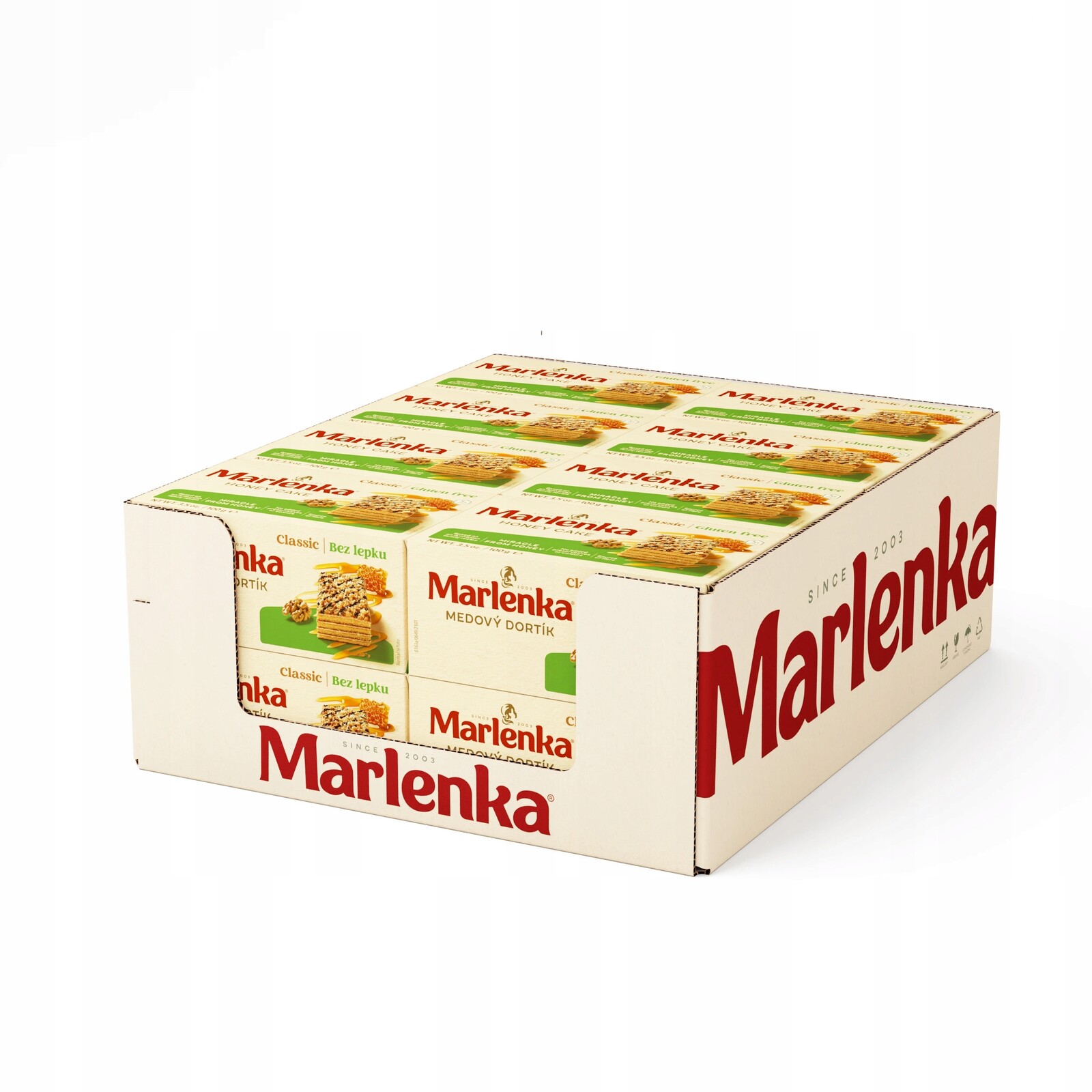 Marlenka Bezlepkový medový dortík s vlašskými ořechy 16 x 100 g