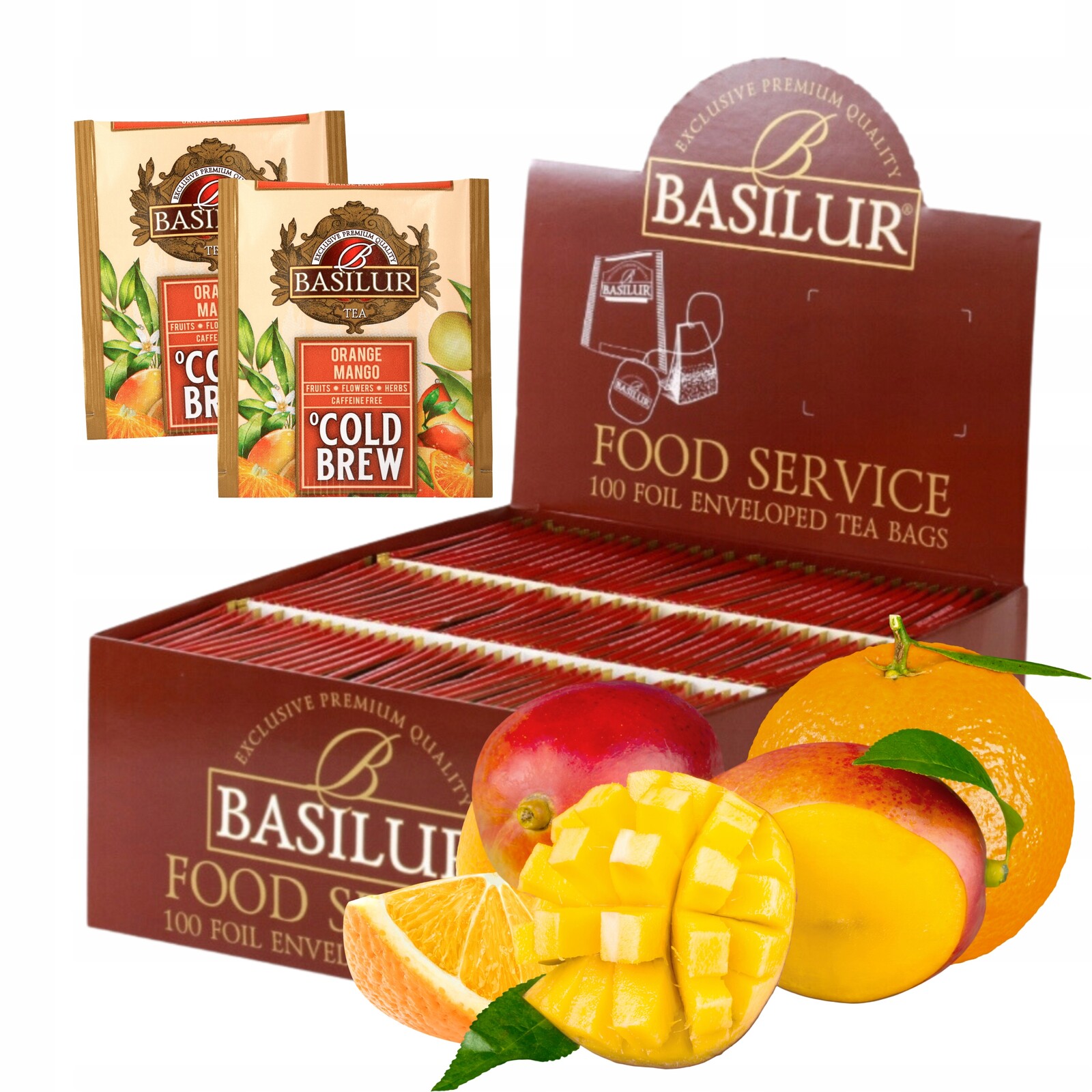 Basilur Pomeranč a mango čaj Brew čajové sáčky HoReCa 100 x 2 g