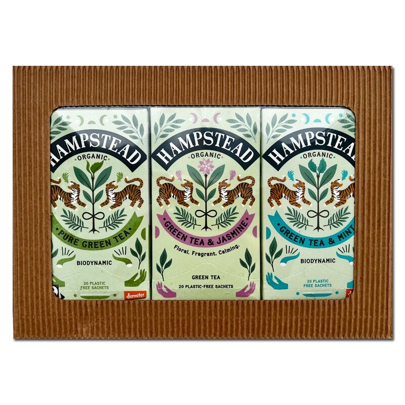 Hampstead Tea Bio dárkový balíček výběr zelených čajů 3 x 20ks