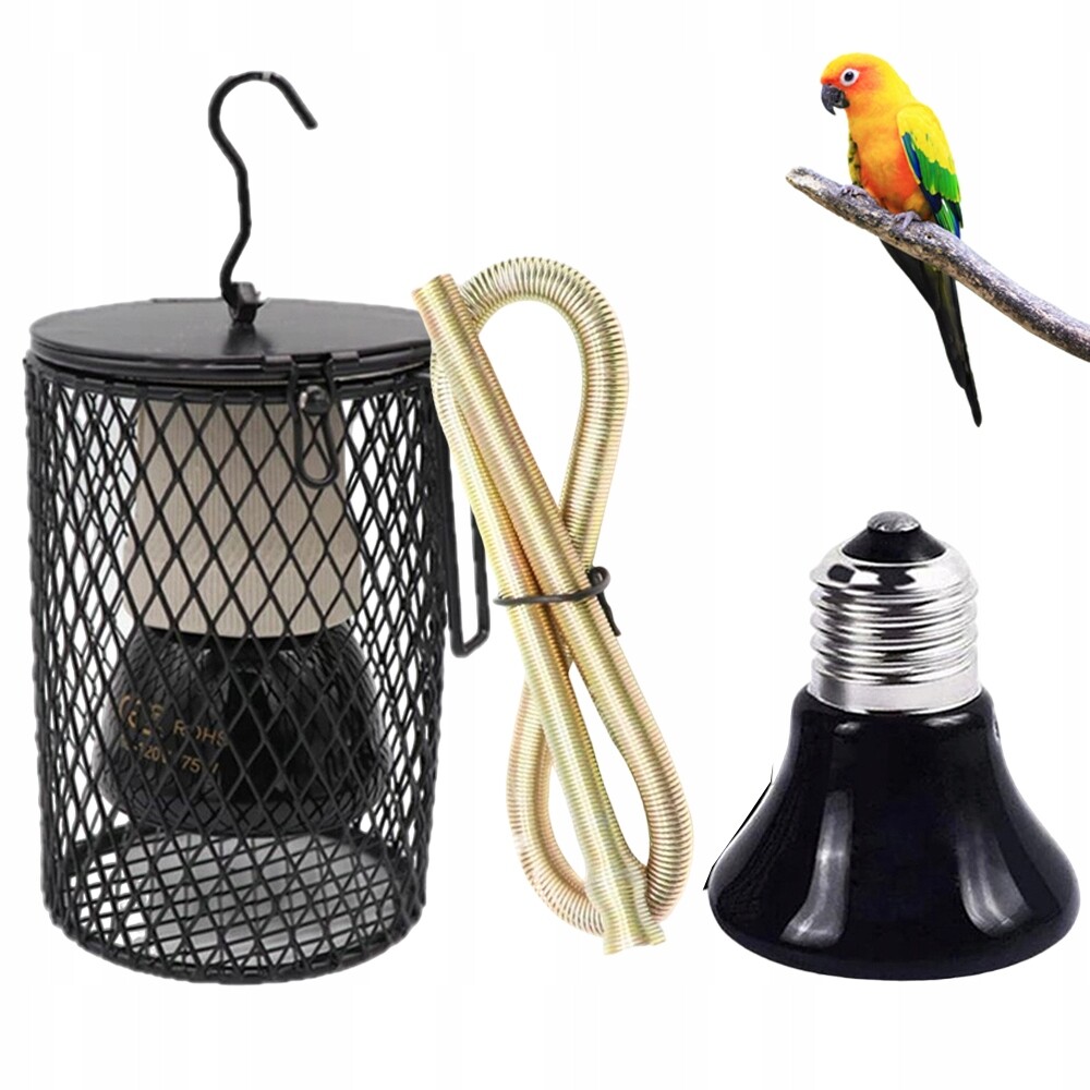 Topná Lampa Pro Plazy S Ochranným Košíkem A Kovovou Trubkou