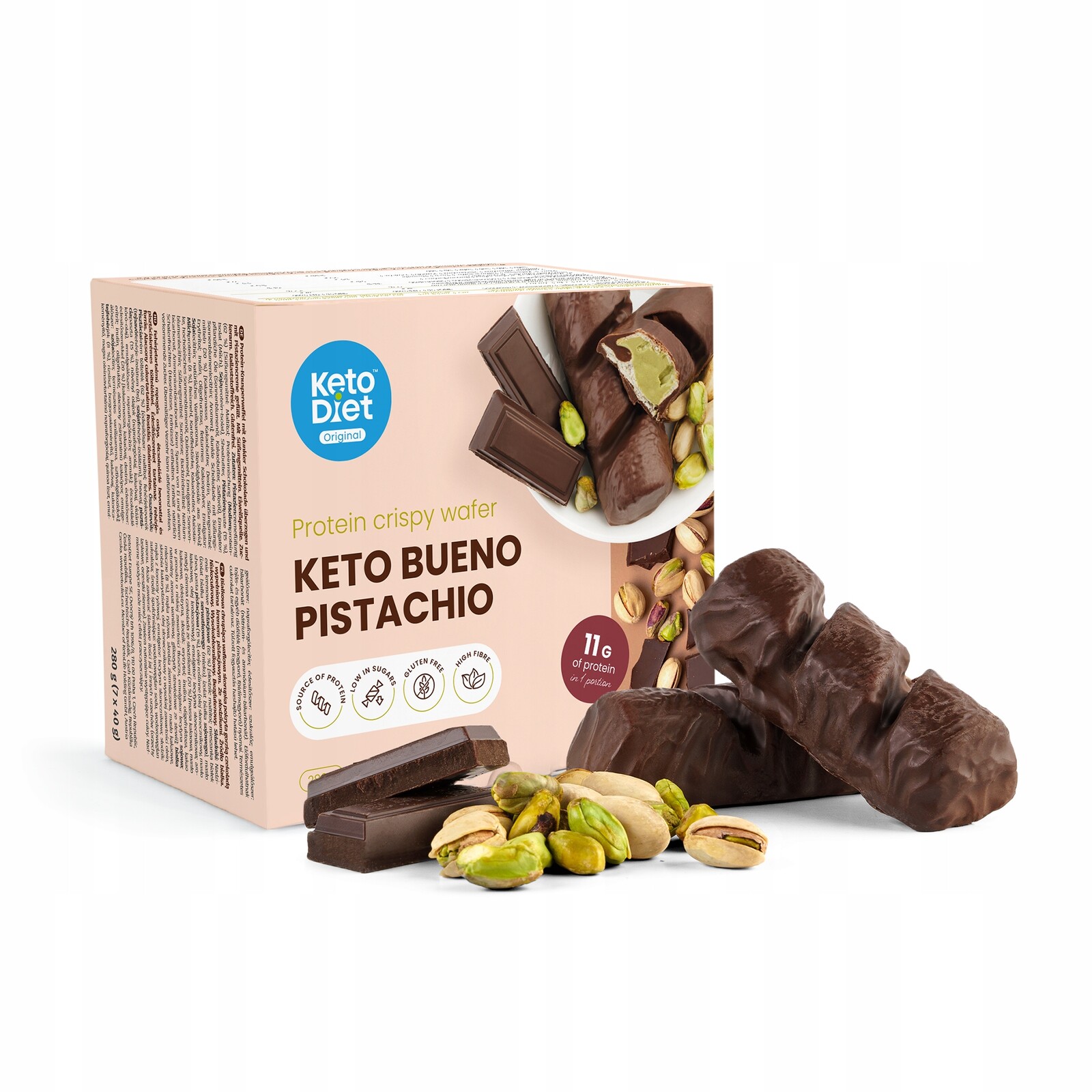 Proteinové křupavé oplatky Keto Bueno Pistachio (7 porcí)