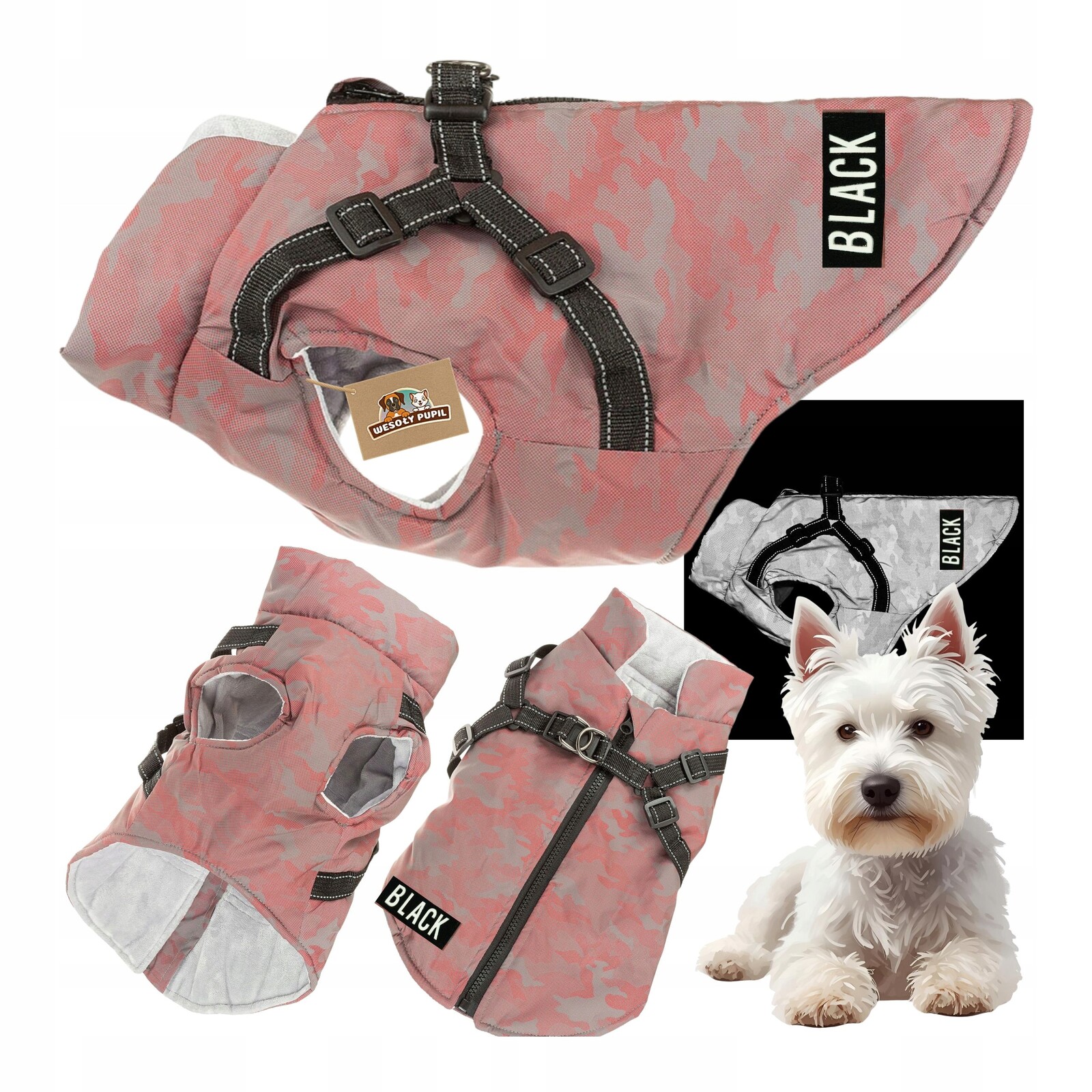 Oblečení pro psa s Ramenními Popruhy 2v1 Celé Reflexní svítí ve tmě teplé XL