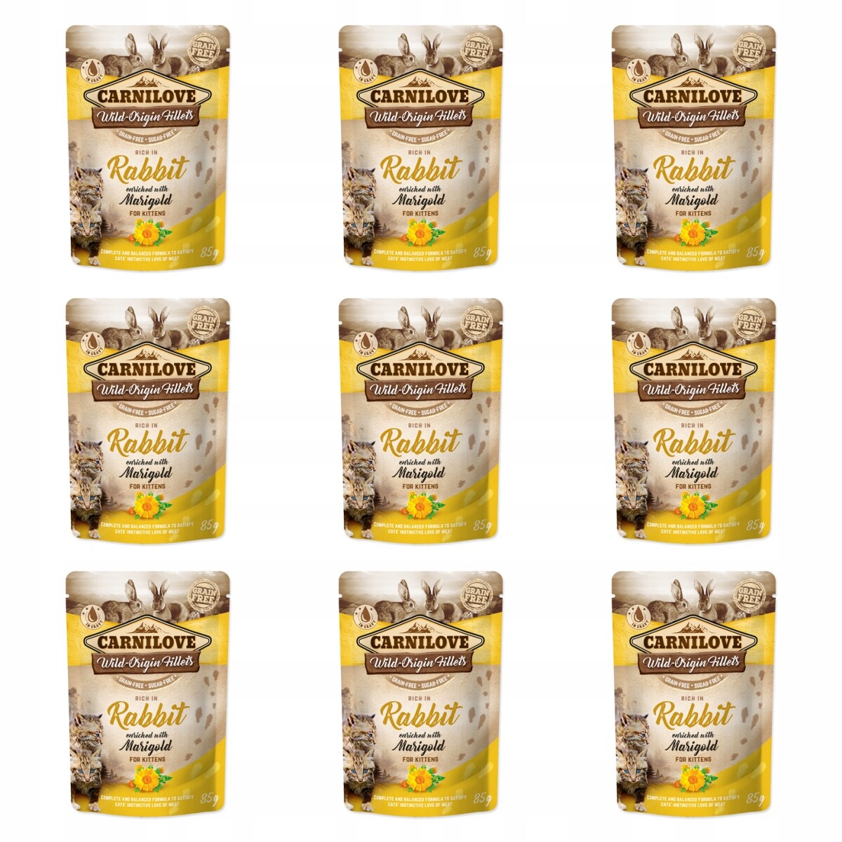 Kapsička Carnilove Cat Kitten králík a měsíček lékařský 85g balení 9 ks