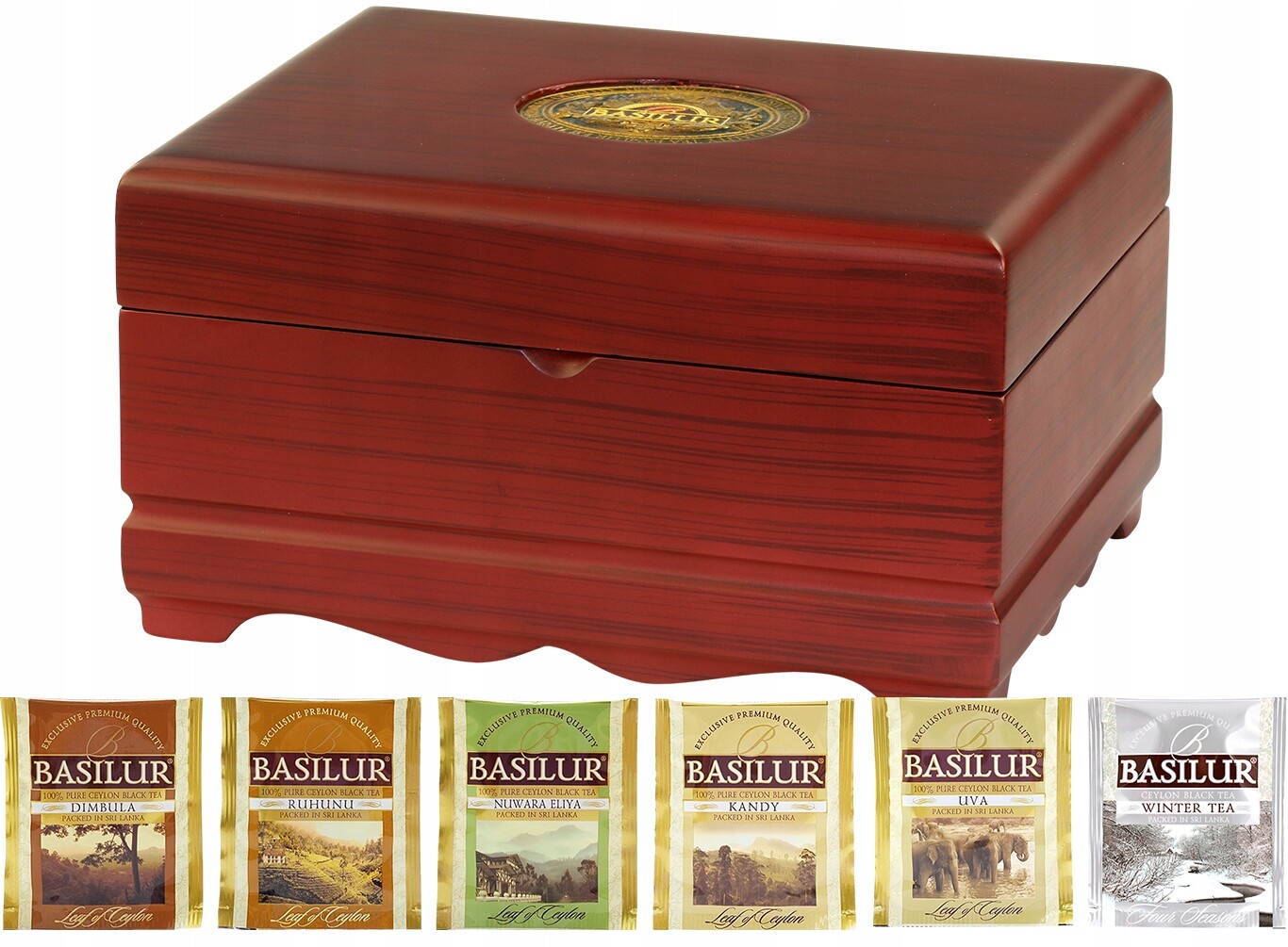 Basilur Wooden Presenter MIX 2 sada čajů Dřevěný expoziční stojan 60 ks