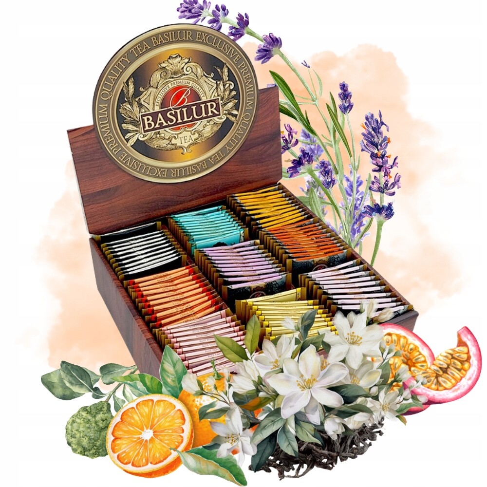 Sada čajů Basilur 9 Příchutí Earl Blossoms čajová souprava 90ks jako Dárek