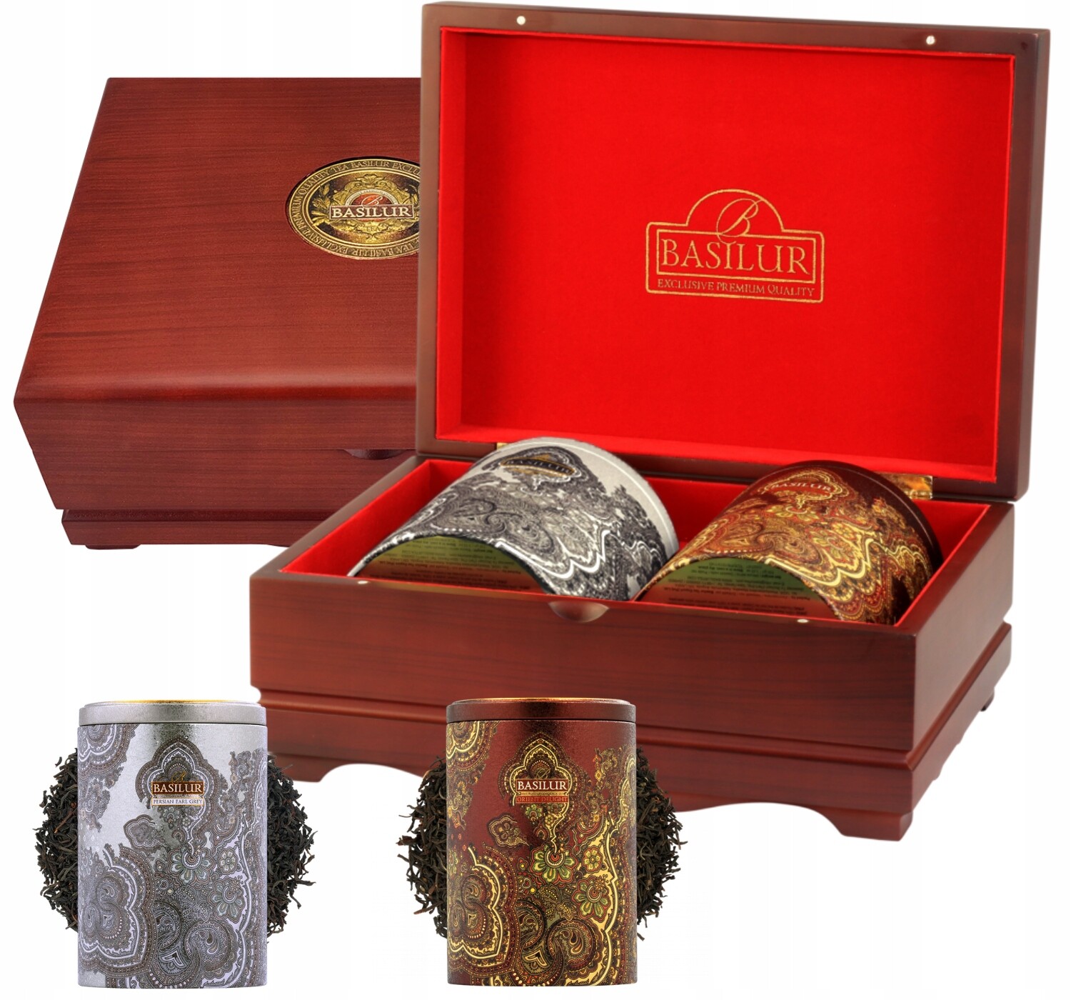 Basilur Dřevěný Expozitor sada Orientálních čajů 5 dárek 2x100g