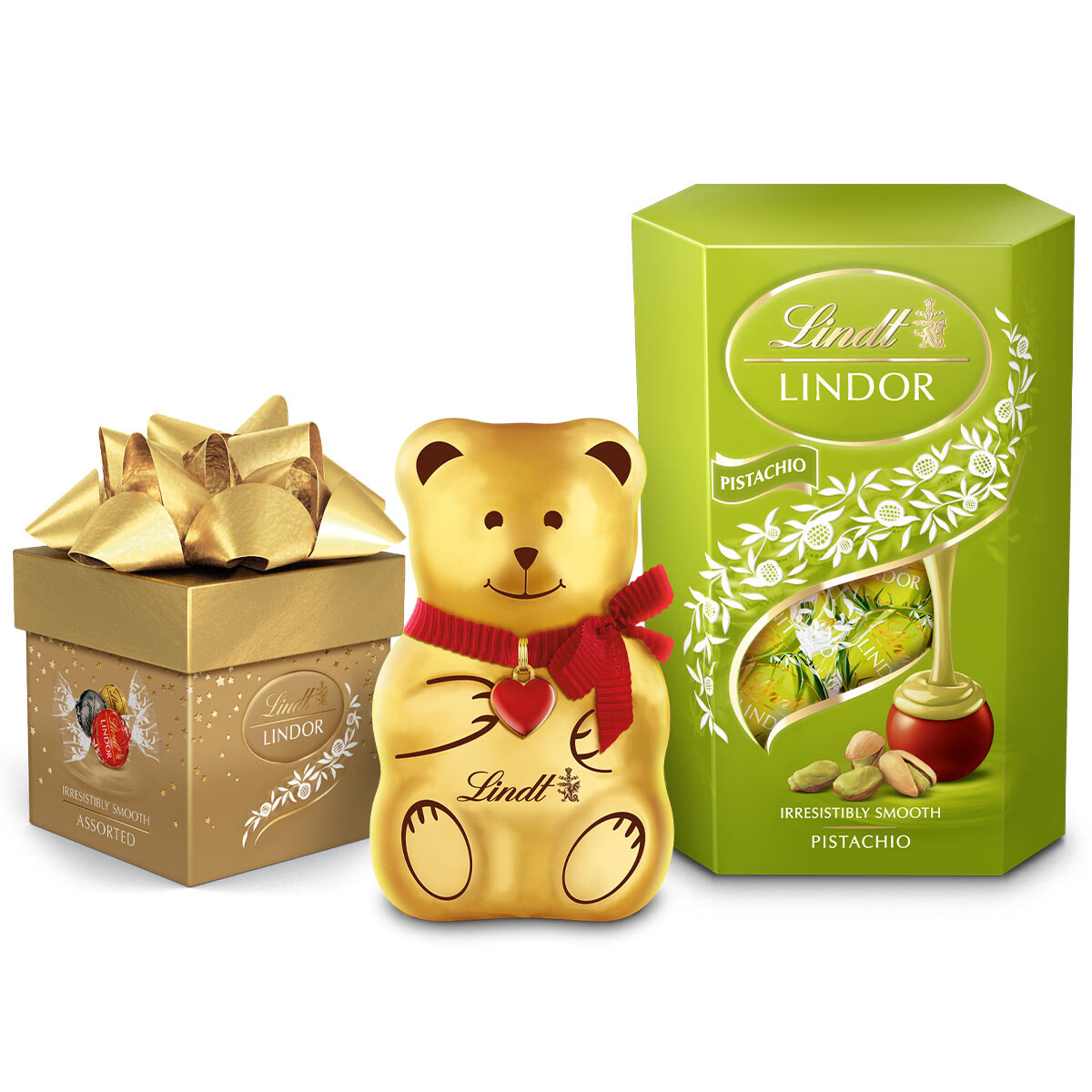 Sada Medvídek Teddy Pralinky Lindor cube assorted Pralinky Lindor pistácie 375 g