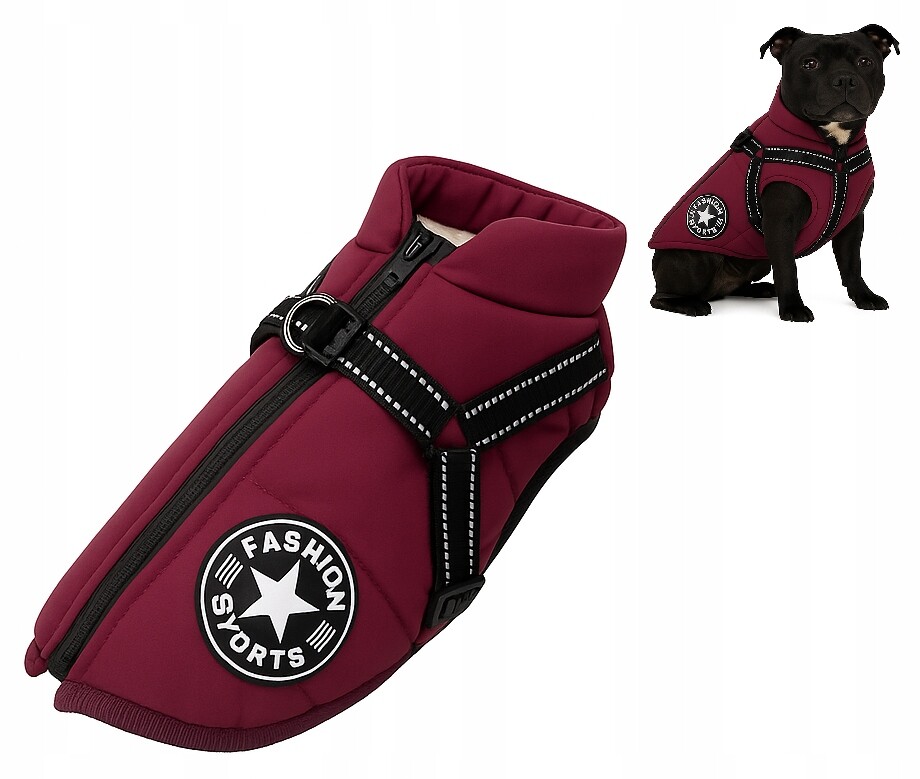 Zimní oblečení Bunda pro psa na zimu Fialová s ramenními popruhy Velikost 3XL XXXL