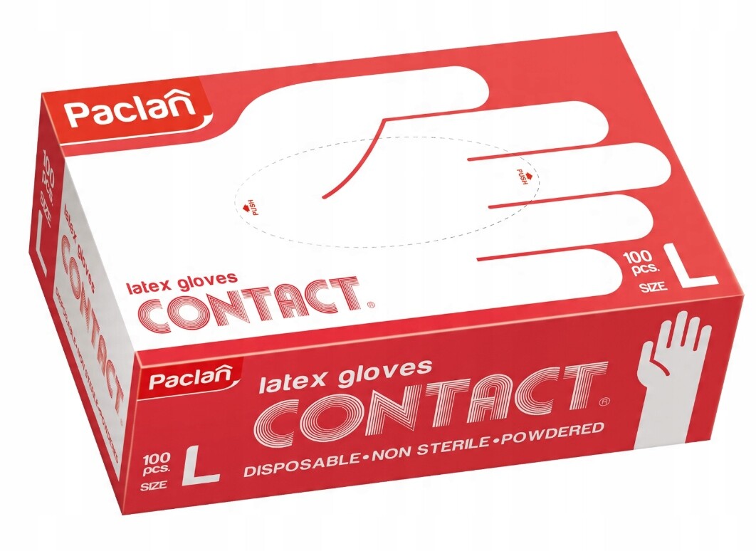 Paclan Latexové rukavice Contact velikost L 100kusů