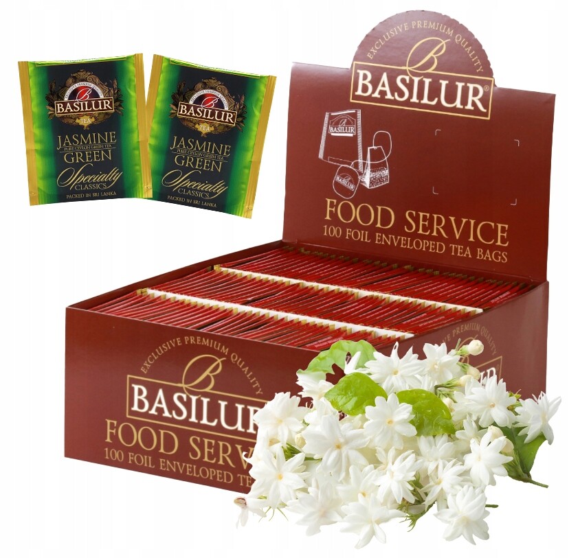 Basilur Jasmine Green zelený čaj Jasmínové sáčky HoReCa 100 x 1,5 g