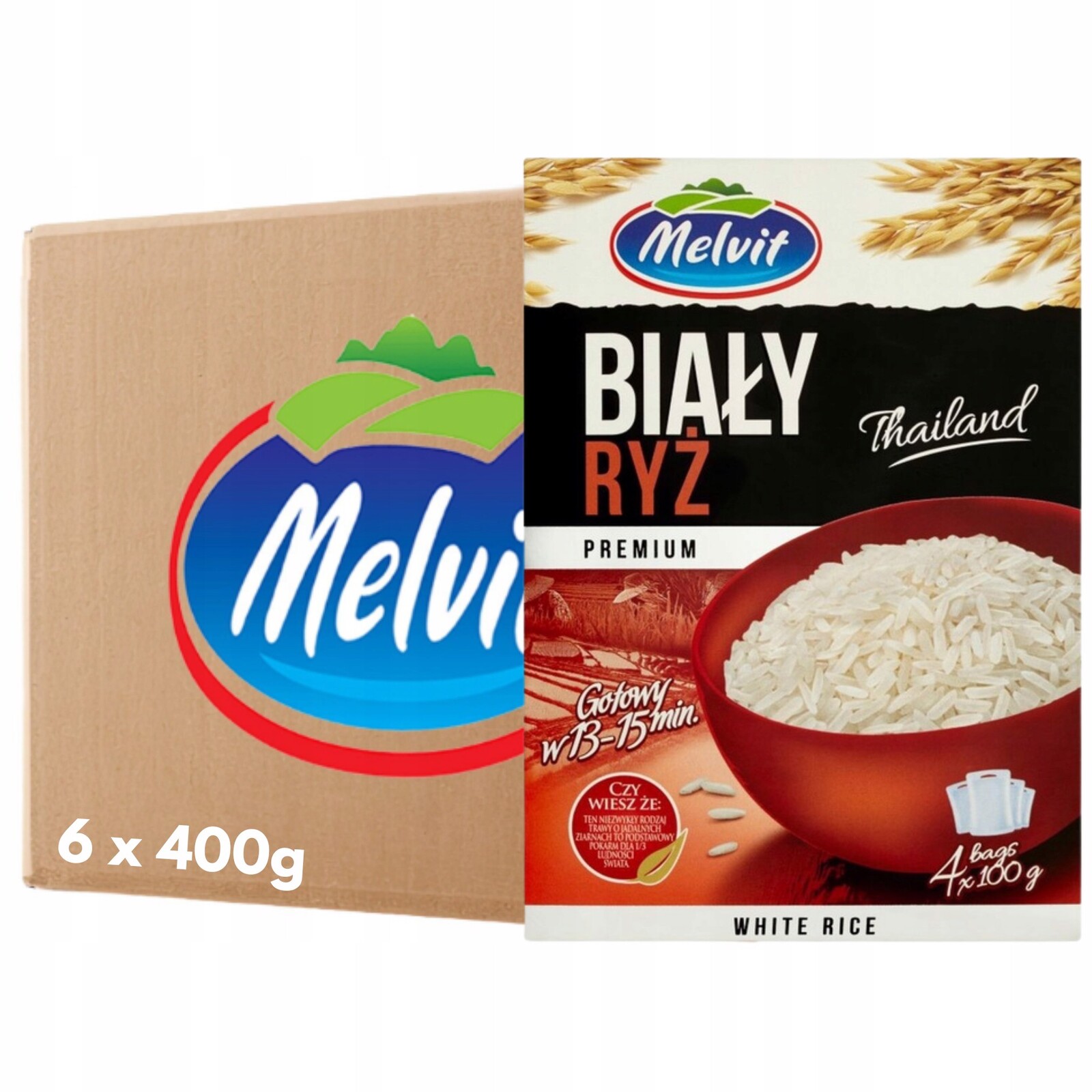 Melvit Premium bílá rýže 400 g (4 sáčky) x 6 kusů