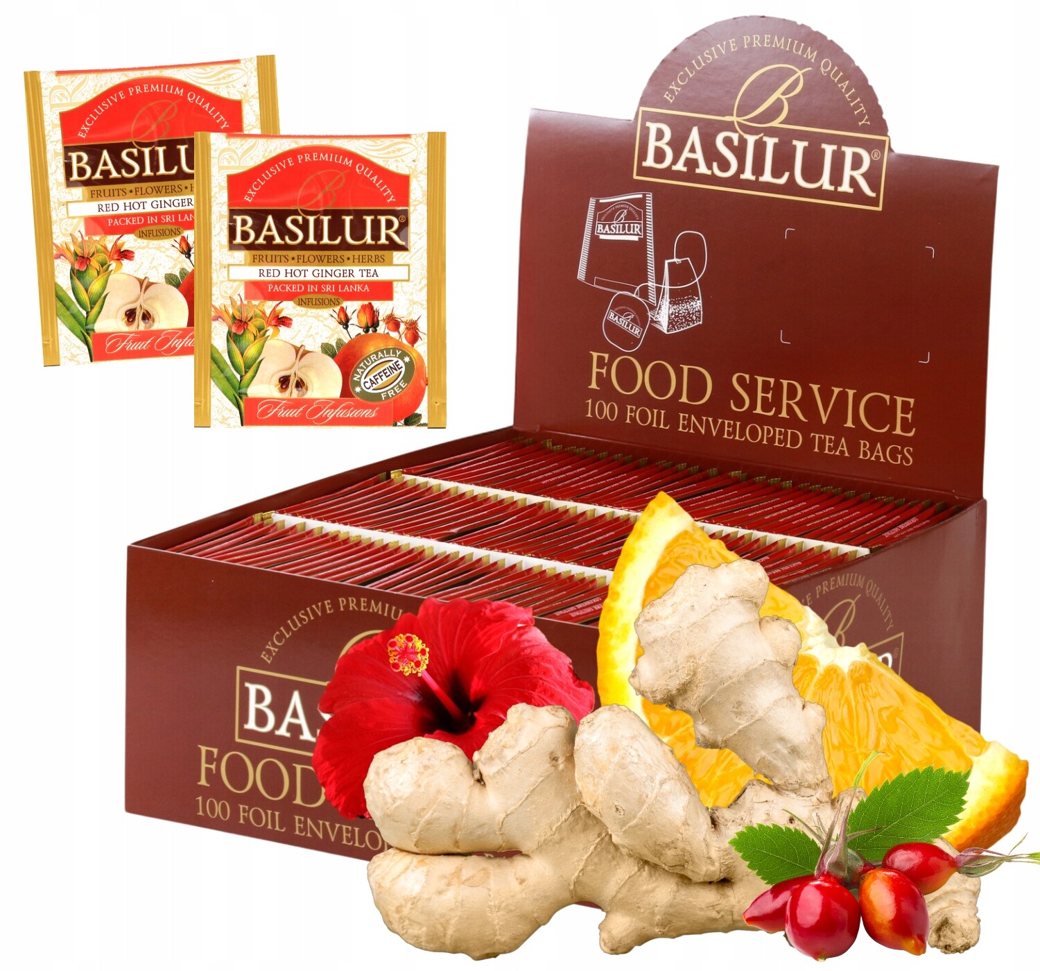 Basilur Red Hot Ginger čaj Zázvor Pomeranč 100 sáčků HoReCa