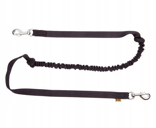 Běžecké Vodítko Dingo tlumicí páska 170 cm s karabinami černá