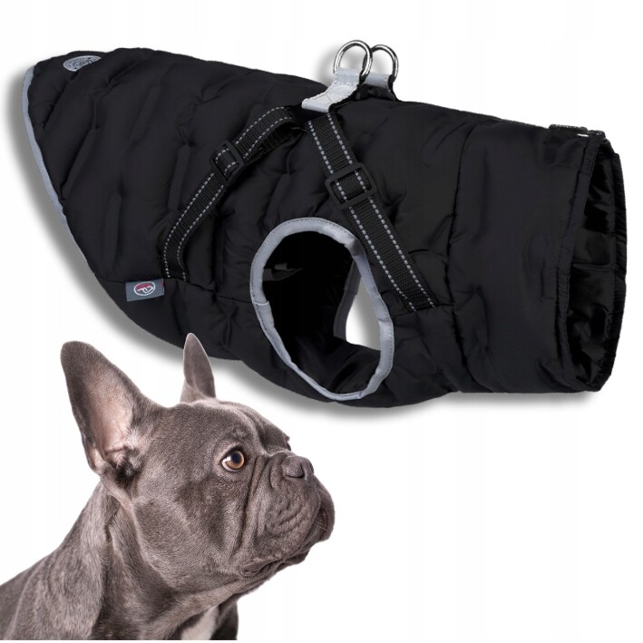 Oblečení Pro Psa bunda 2v1 s ramenními popruhy voděodolná Pufy zimní černá XXL