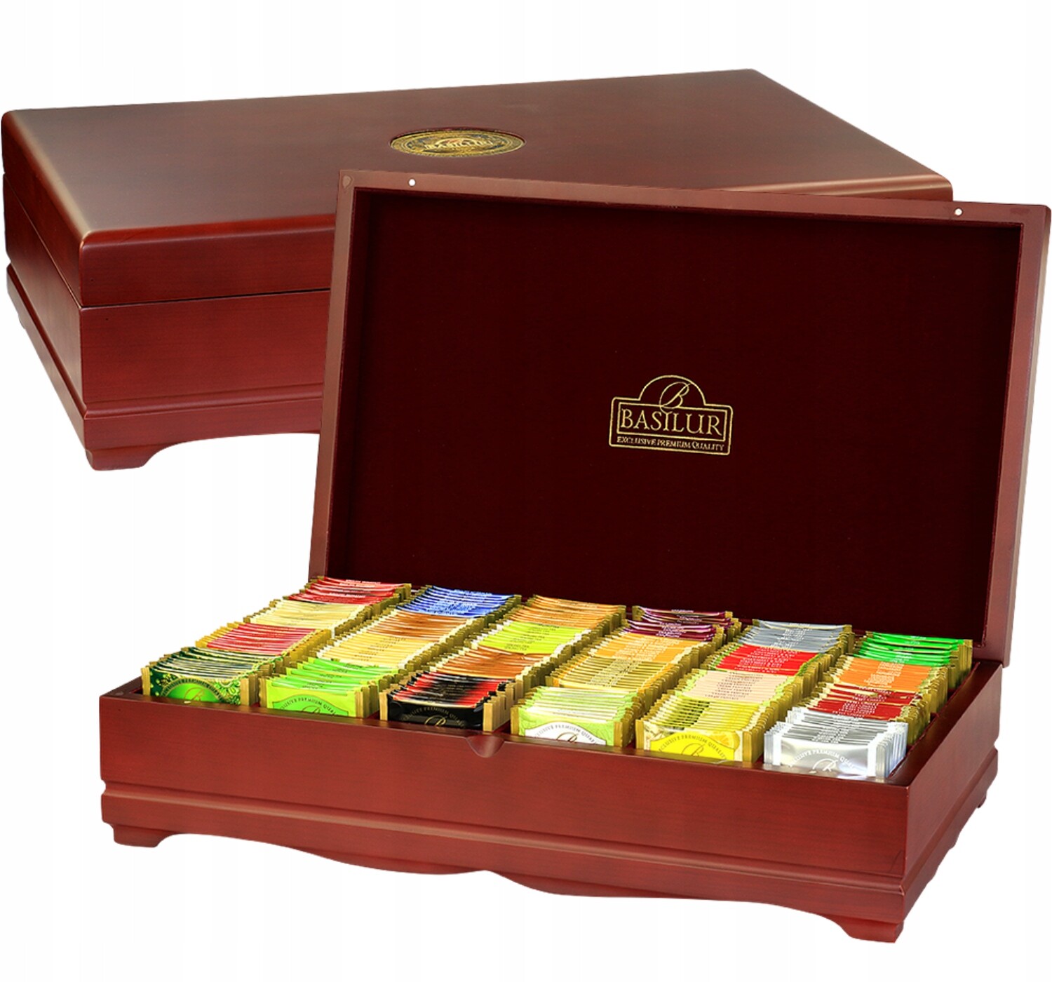 Basilur Set Čajů v sáčcích 24 Příchutí 240 ks Dřevěný Expozitář