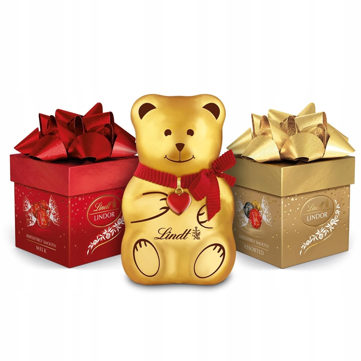 Vánoční sada Lindt Medvídek Teddy Pralinky Lindor mléčné cube assorted 250 g