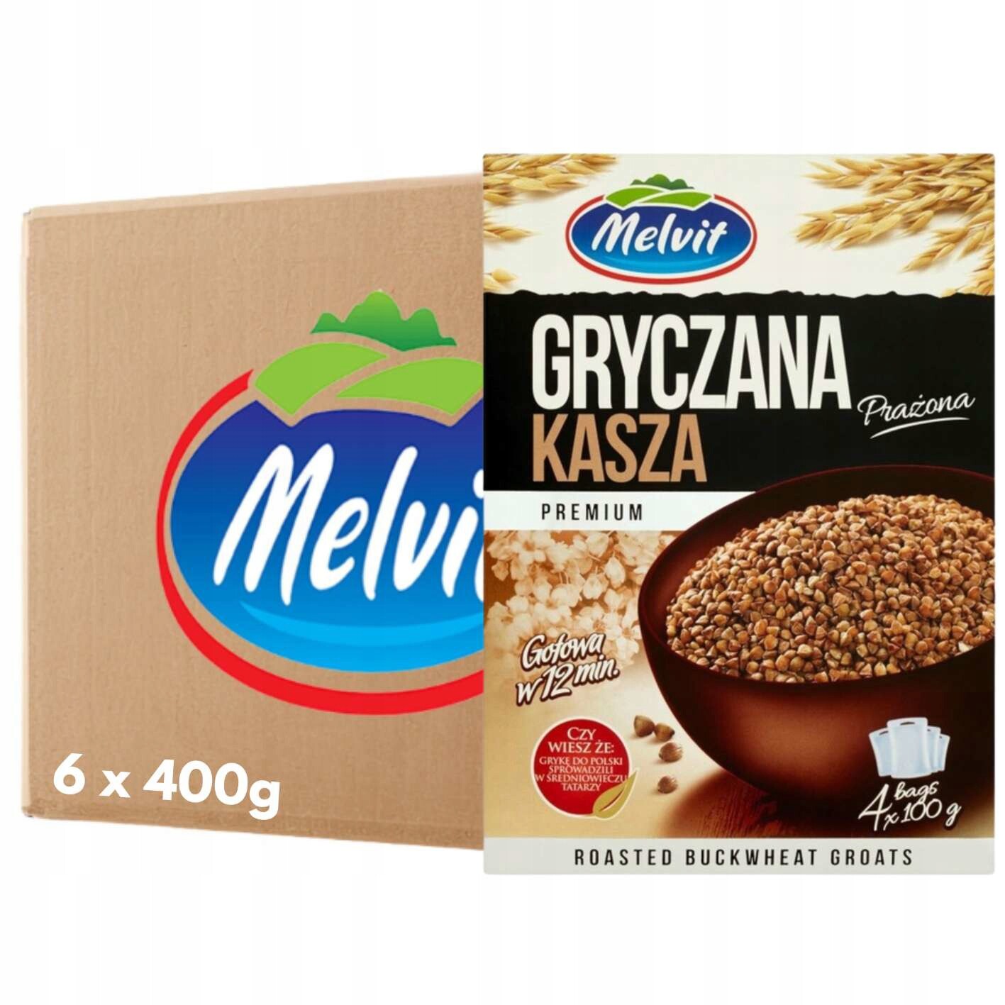 Melvit Premium Pohanková kaše pražená 400 g (4 sáčky) x 6 kusů