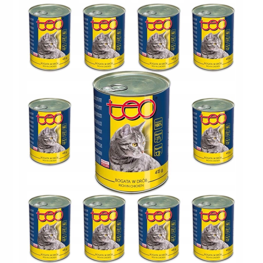 Teo mokré Krmivo pro kočky bohaté na drůbeží maso 415 g x 10 kusů