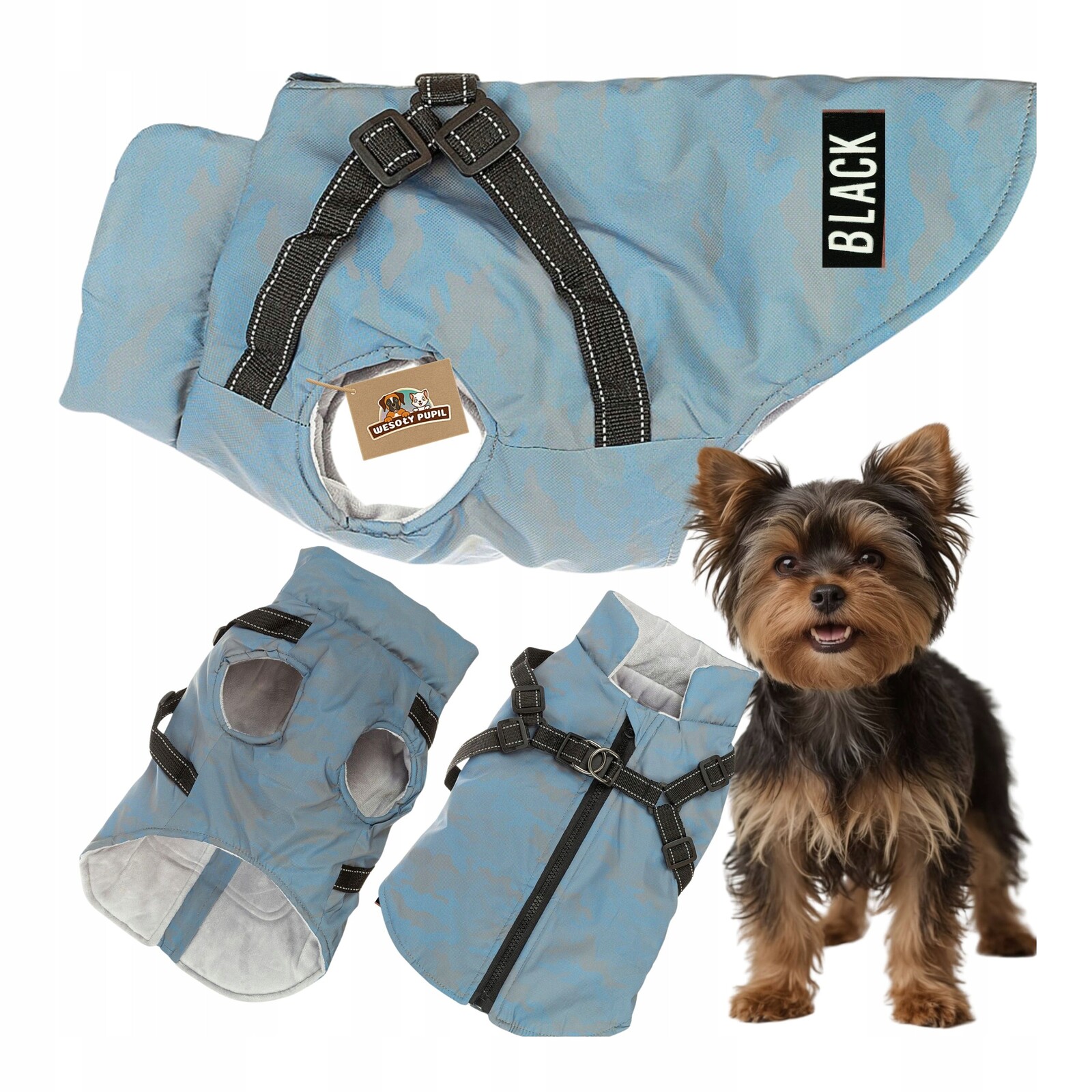 Oblečení pro psa Odrazka s Ramenními Popruhy svítící ve tmě na fleecu S