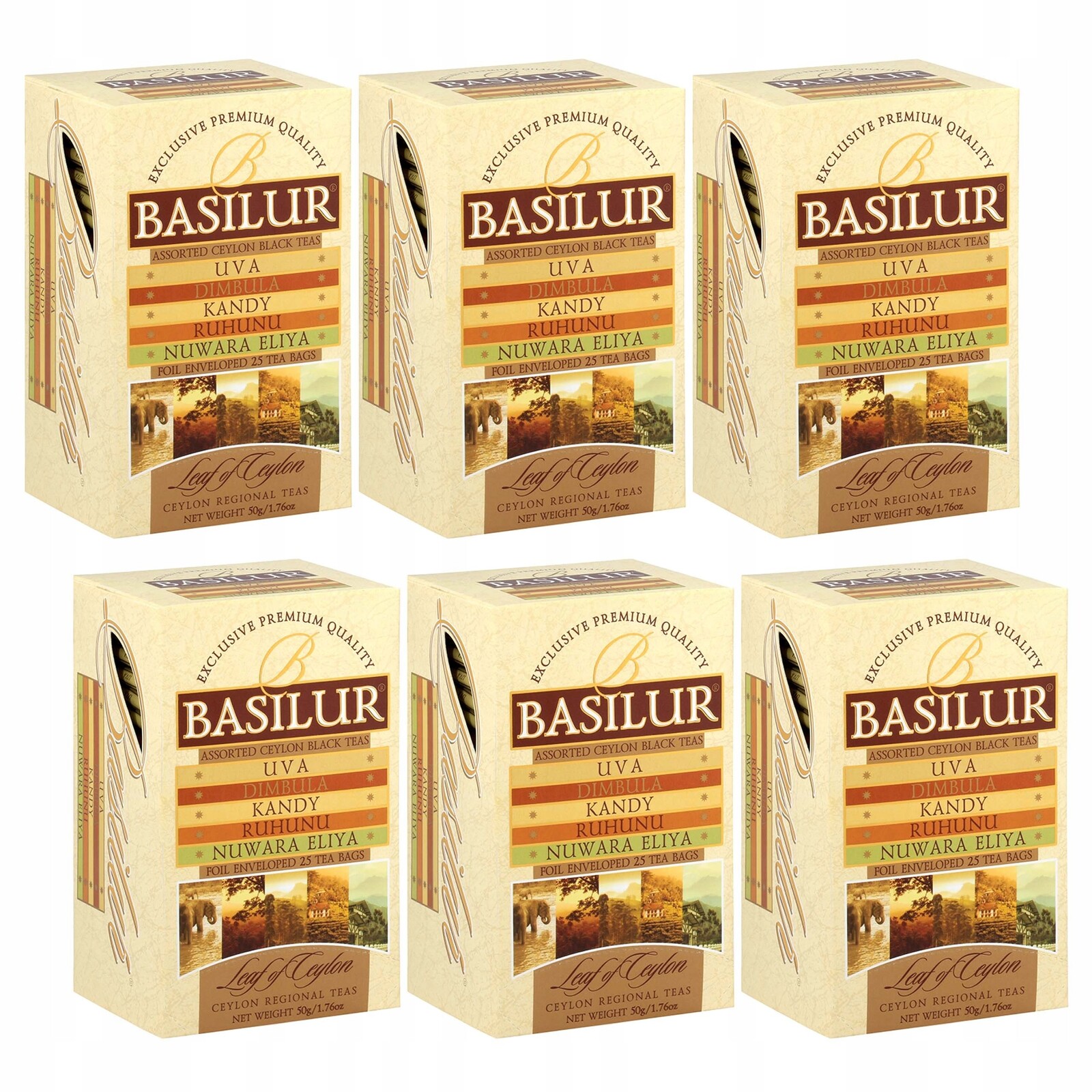 Basilur Listy z Ceylonu cejlonský černý čaj , v sáčcích 25 x 2g x6