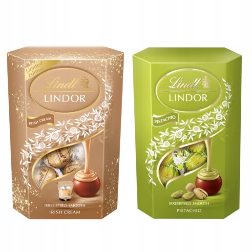 Lindt Lindor Pralinky z mléčné čokolády Irish Cream a pistáciové 400 g