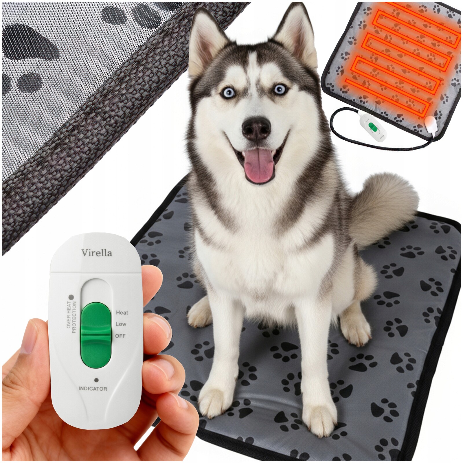 Vyhřívací Podložka Pro Psa Kočku Pro Psa Kočku Pro Zvířata S Kontrolérem 45x45