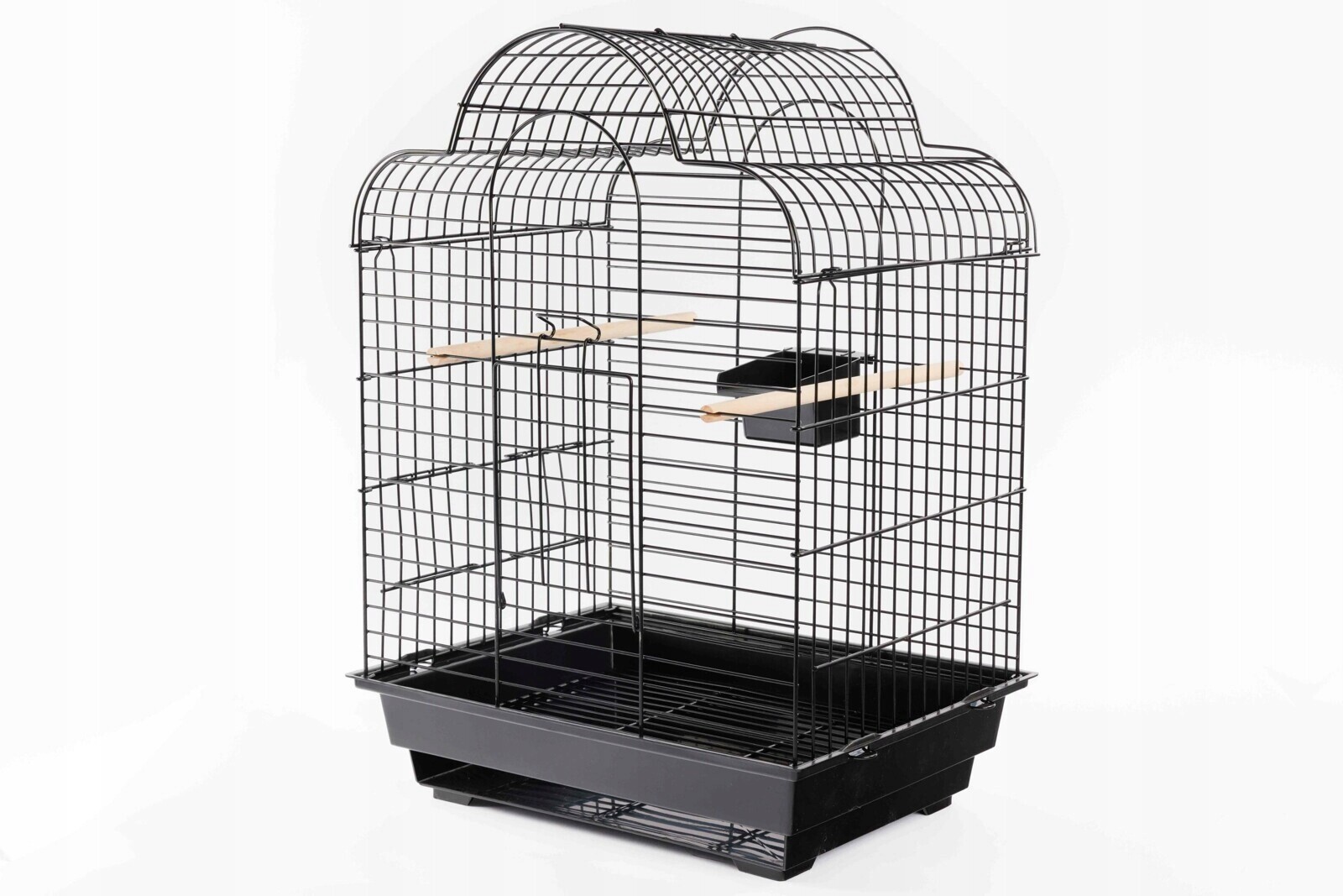 Klec pro ptáky 65 cm černá s příslušenstvím