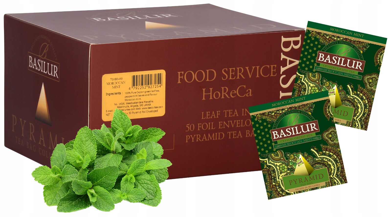 Basilur Marocká Máta zelený čaj Máta pyramidy HoReCa 50 x 2 g