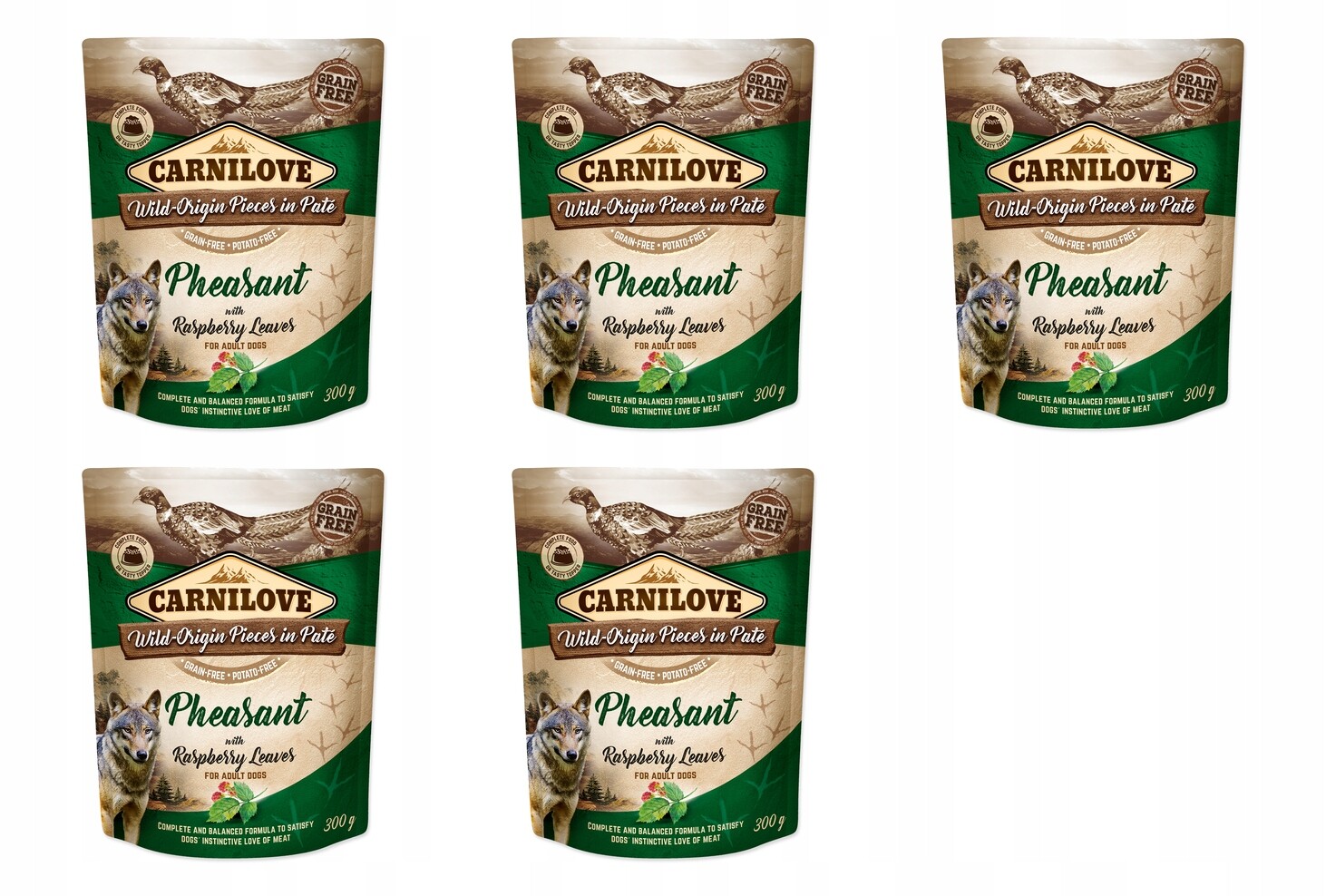 Kapsička Carnilove Dog bažant s malinovými listy, paté300g balení 5 ks