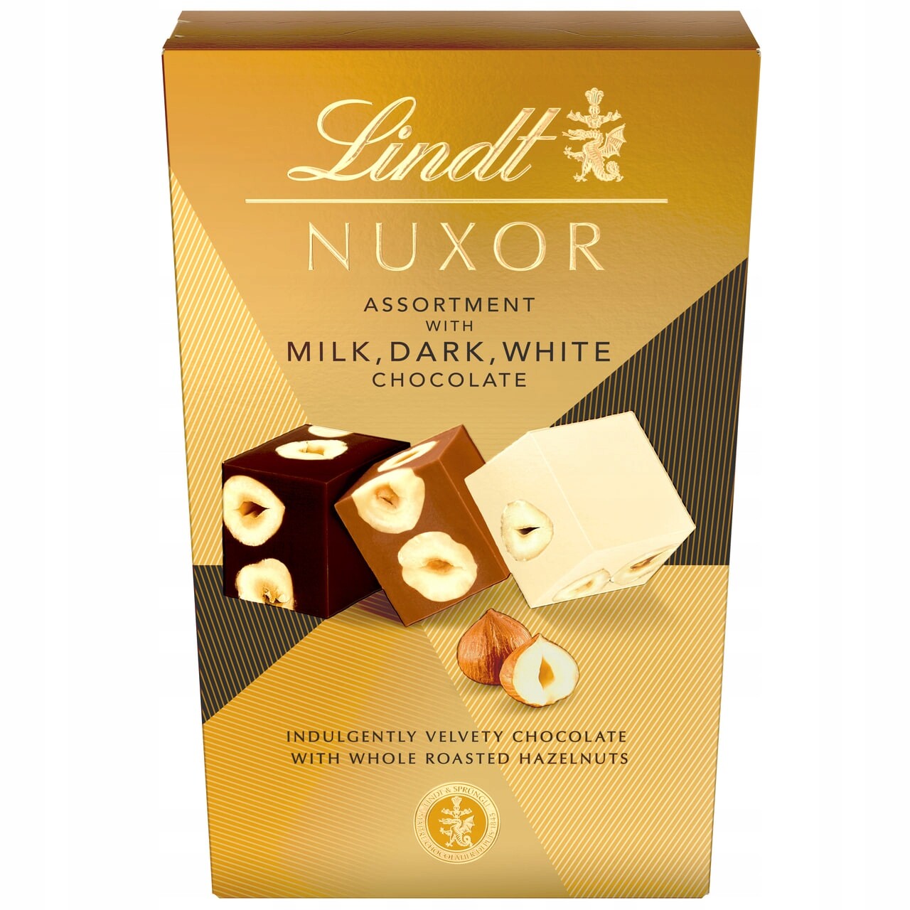 Lindt Lindor Nuxor Bonboniéra 150g bílá černá mléčná čokoláda
