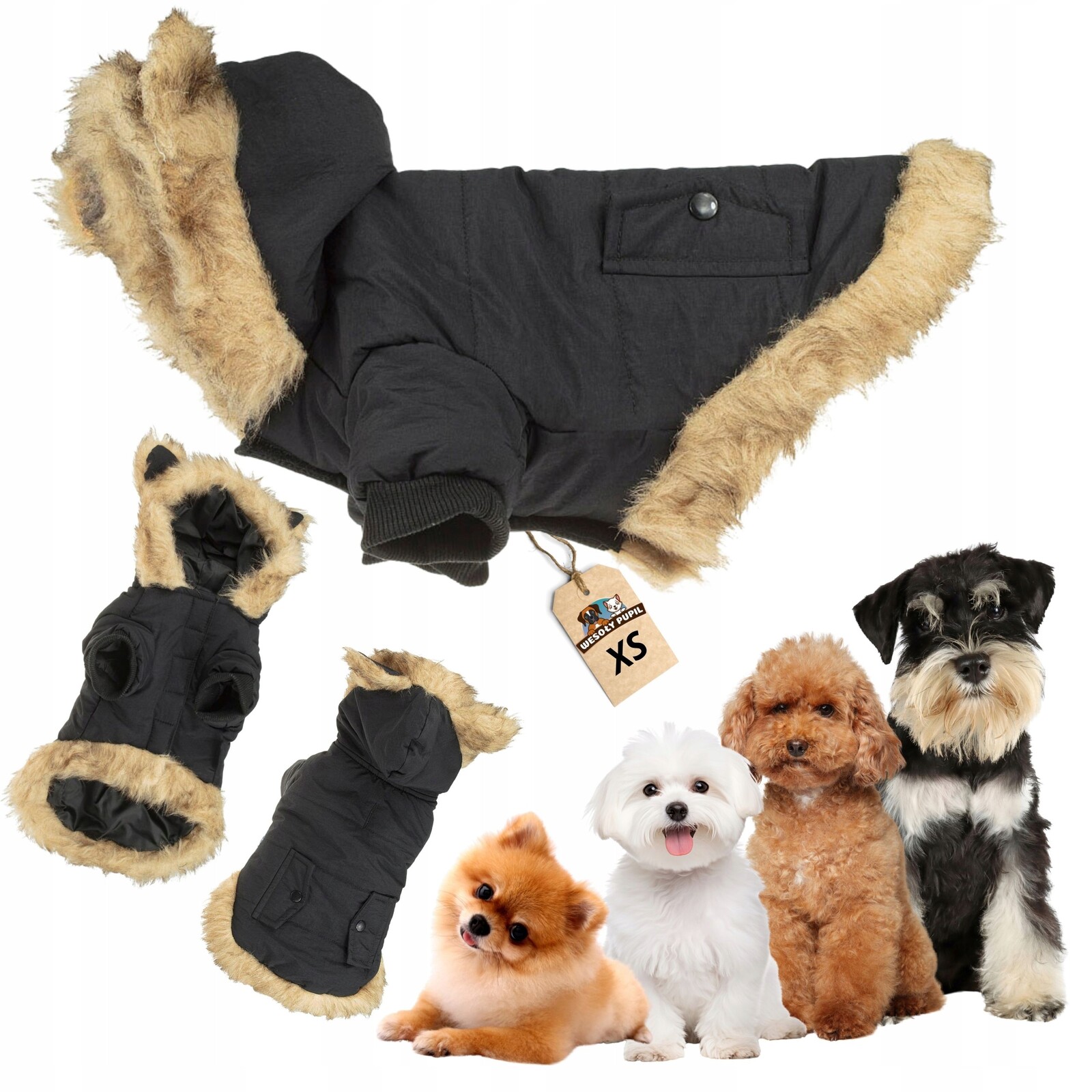 Bunda Pro Psa Xs Zimní Oblečení s kapucí 2v1 teplá proti dešti