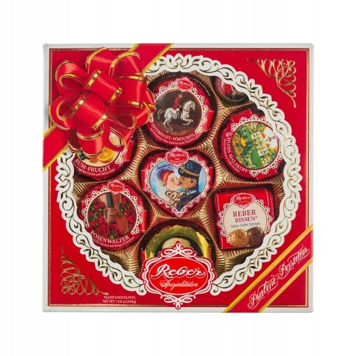 Reber Mozart Spezialitaten – bonboniéra, čokoláda s náplní 340 g