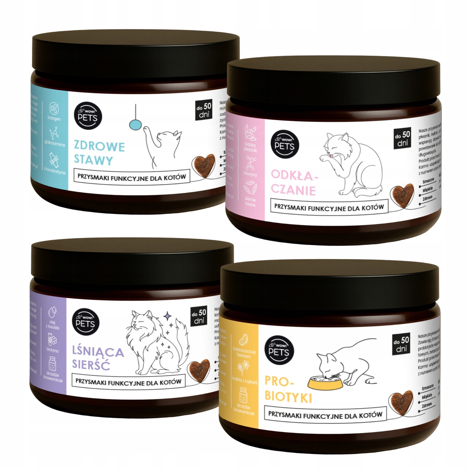 Doplňky pro kočky sada na klouby a srst odpuzování probiotik 4x100 g