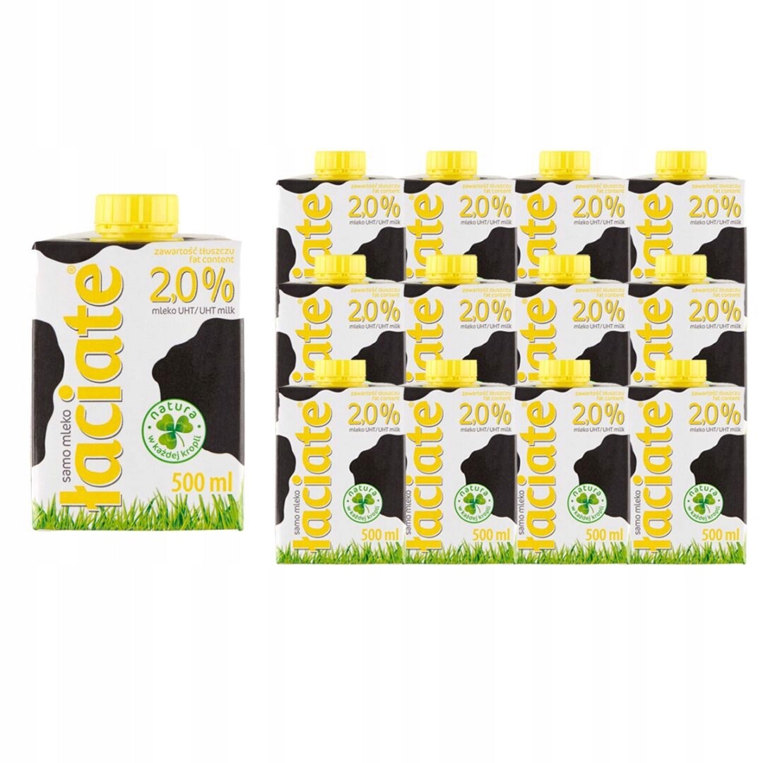 Trvanlivé trvanlivé mléko Łaciate 2,0% 500 ml x 12 kusů