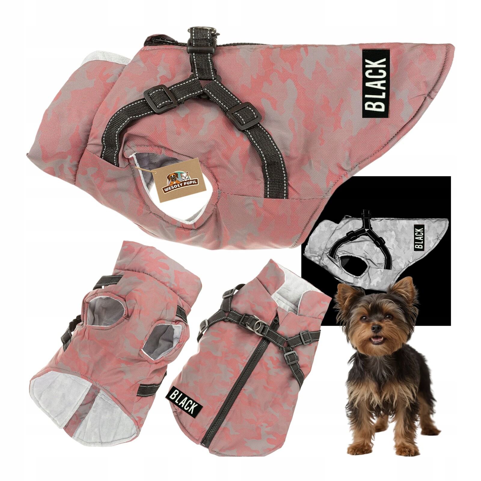 Oblečení pro psa s Ramenními Popruhy 2v1 Celé Reflexní svítí ve tmě teplé S