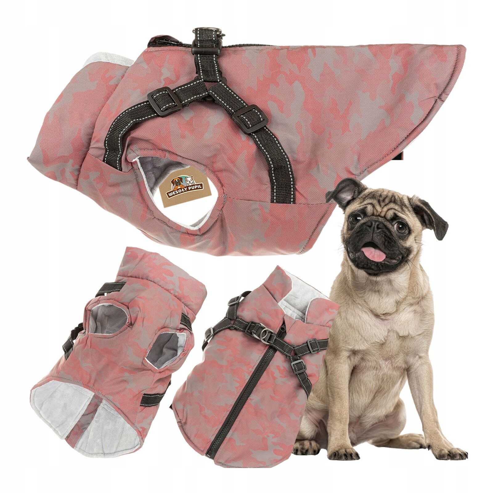 Obleček pro psa s Ramenními Popruhy 2v1 Celý Reflexní, svítí ve tmě, teplé M