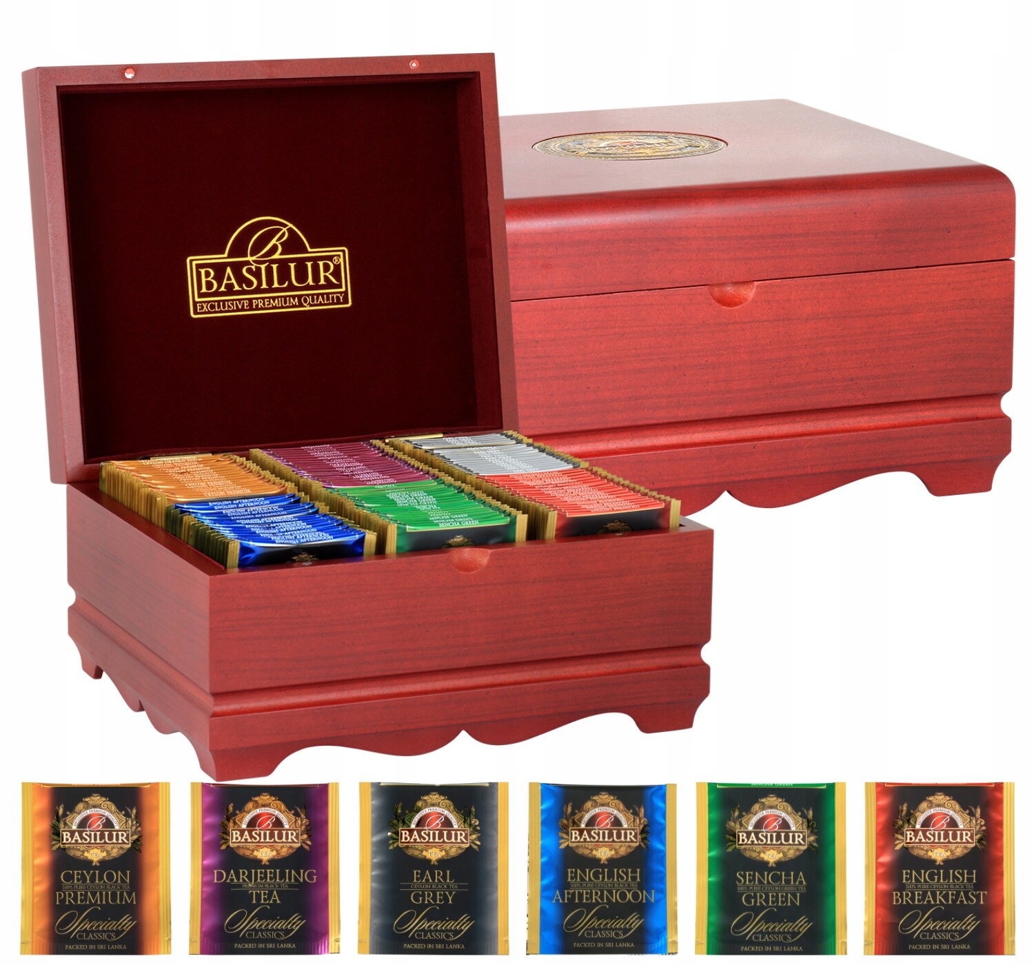 Basilur Handmade Gift Box sada čajů 6 Příchutí 60 sáčků stojan
