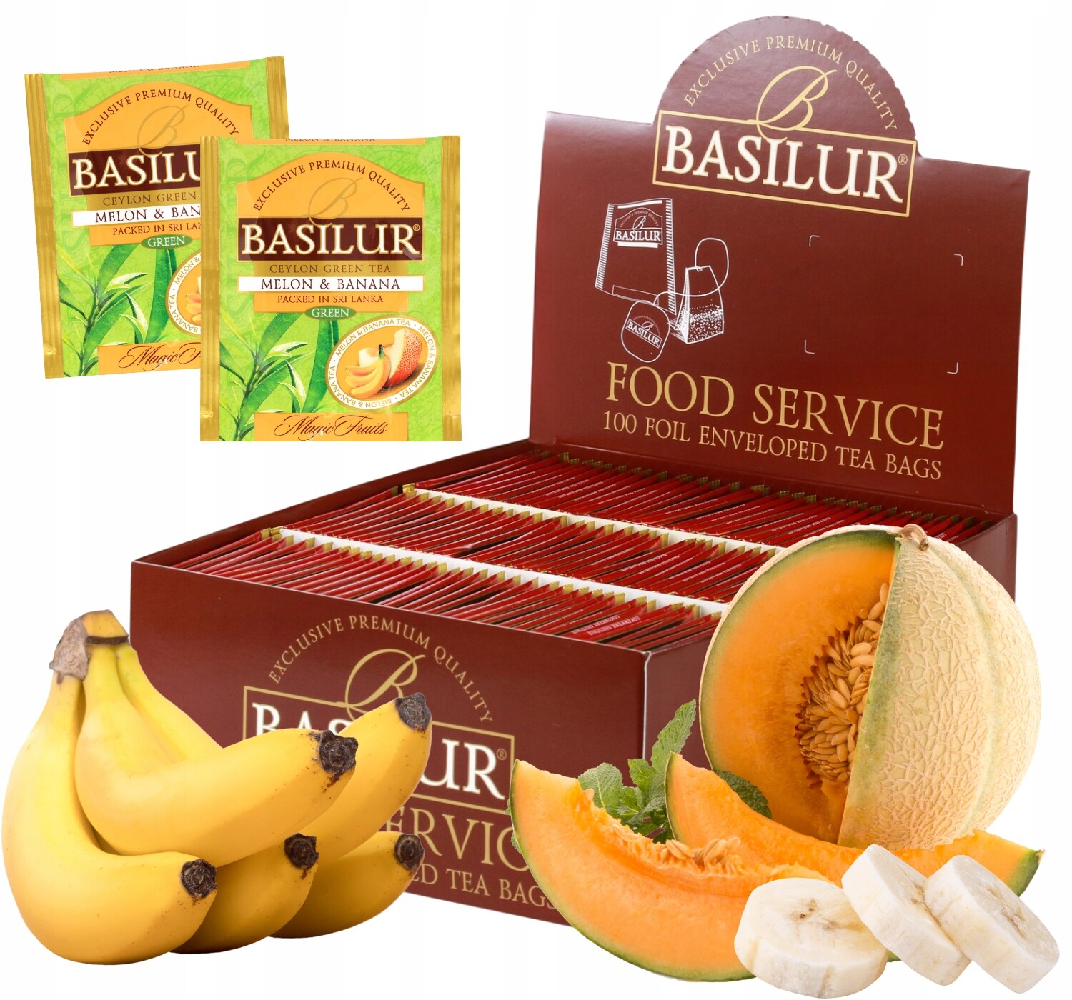 Basilur Melon&banana čaj zelený Banánovo-melounový 100 sáčků HoReCa