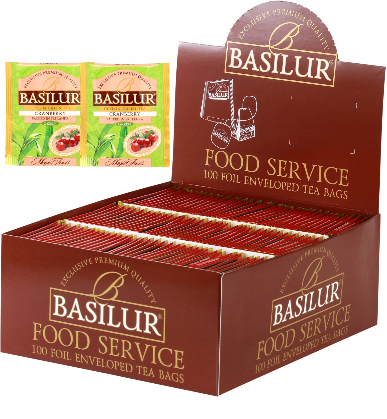 Zelený čaj Basilur Brusinky sáčky s brusinkami HoReCa 100 ks