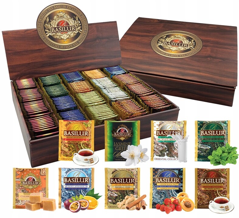 Sada čajů Basilur 9 Příchutí 200 sáčků čajová konvice jako Dárek