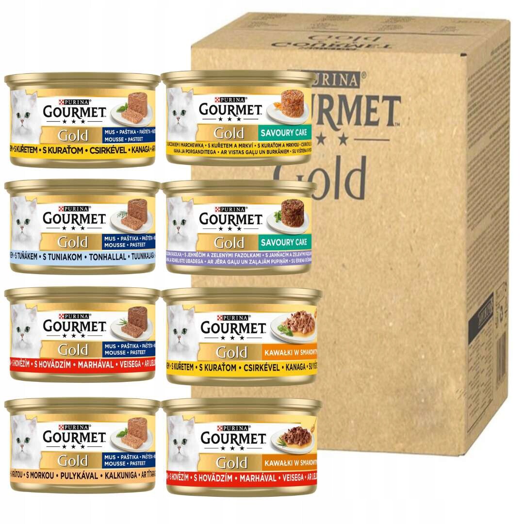 Gourmet Gold Krmivo pro kočky 8 příchutí 85 g x 48 kusů