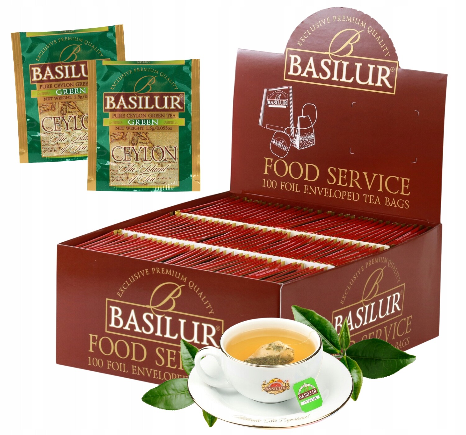 Basilur Green Ceylonský čaj Green bez přísad 100 sáčků HoReCa